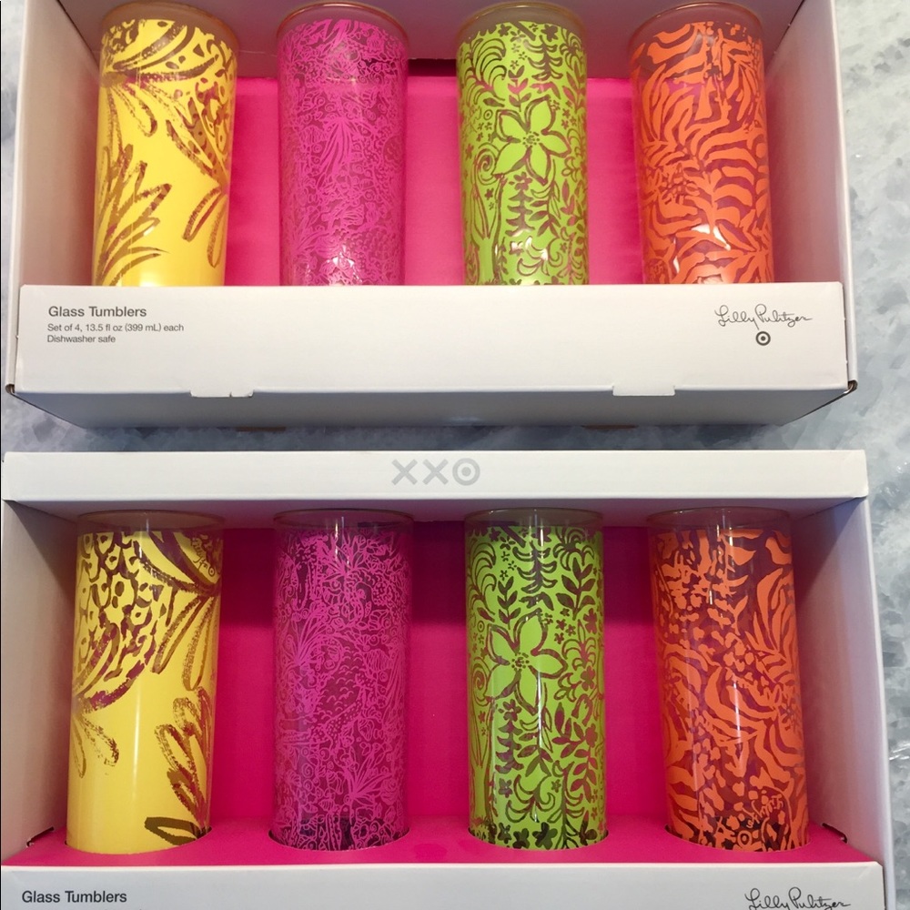 Lilly Pulitzer🌴NWT set of 8 glasses;4 colors 13oz